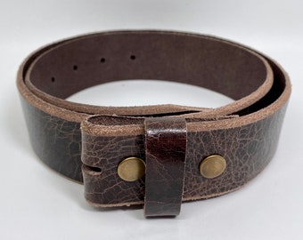 Dark Brown, Natural Finish, Full-Grain Leather Belt Strap for Buckles