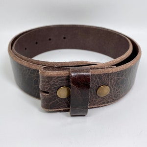 Dark Brown, Natural Finish, Full-Grain Leather Belt Strap for Buckles