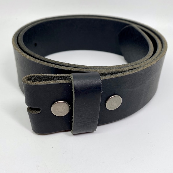 Black Full Grain Leather Belt Strap for Buckles