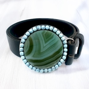 Green Agate Western Belt Buckle - Etsy display picture 3
