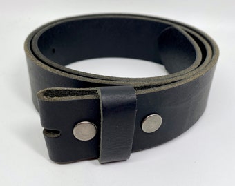 Black Full Grain Leather Belt Strap for Buckles