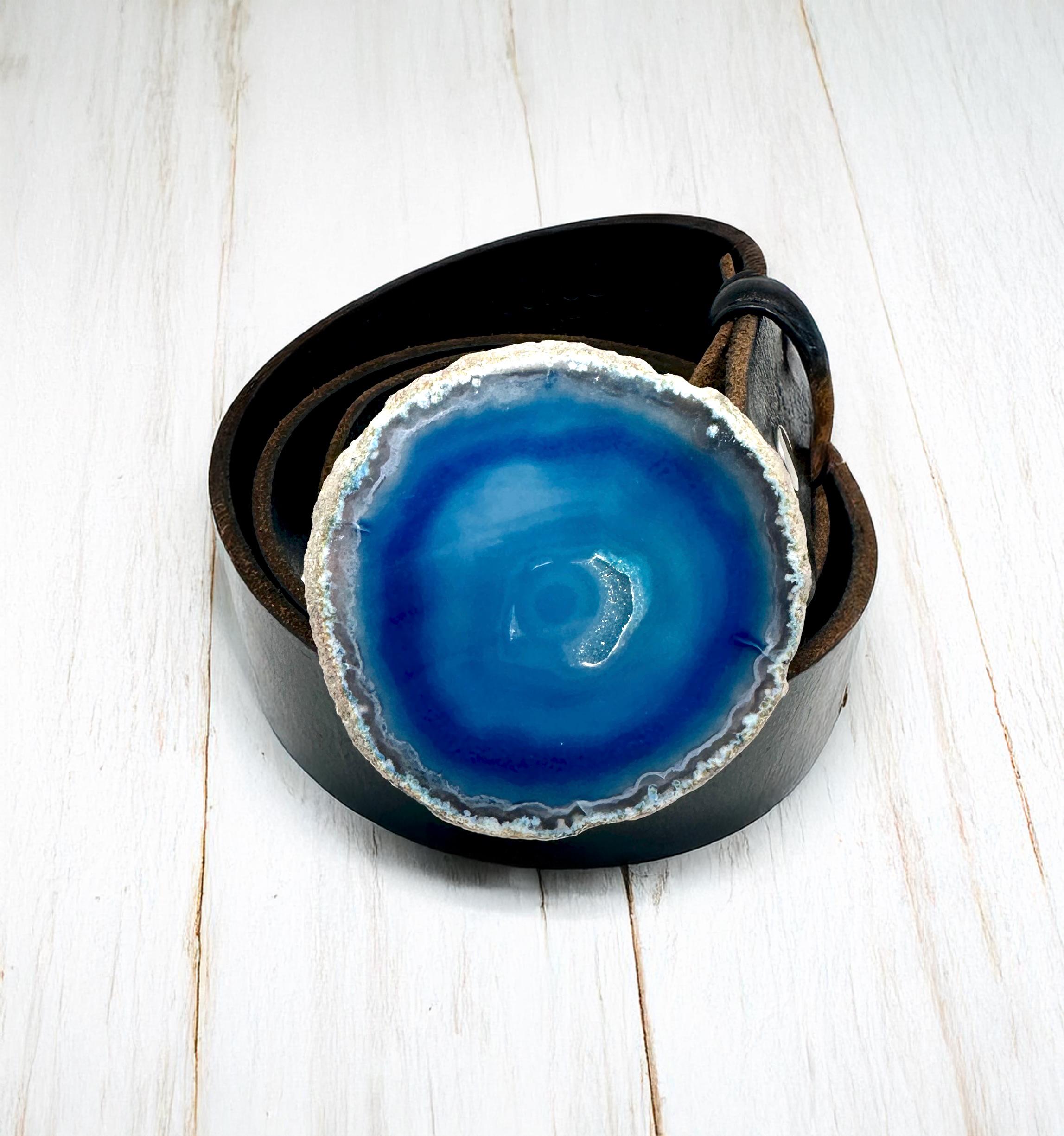 Natural Blue Lace Agate oval stone western belt buckle Blue Agate Belt Buckle - Etsy main image 3
