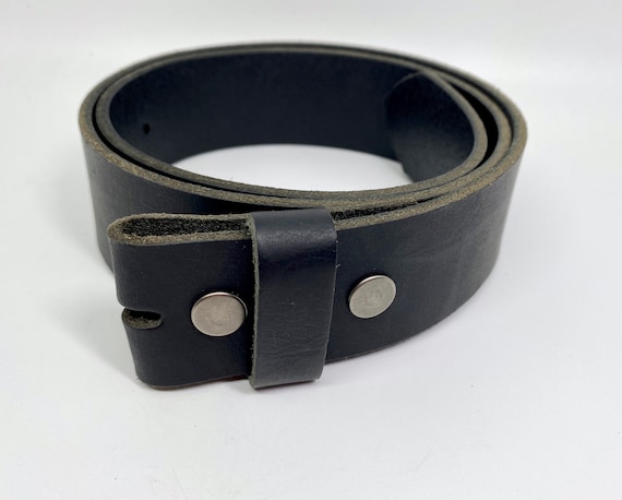 Black Full Grain Leather Belt Strap for Buckles