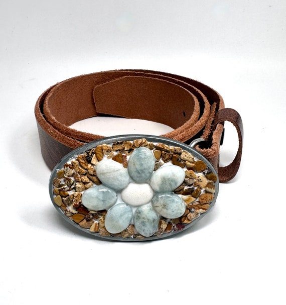 Light Blue and White Quartz Stone Flower With Picture Jasper  display picture 1