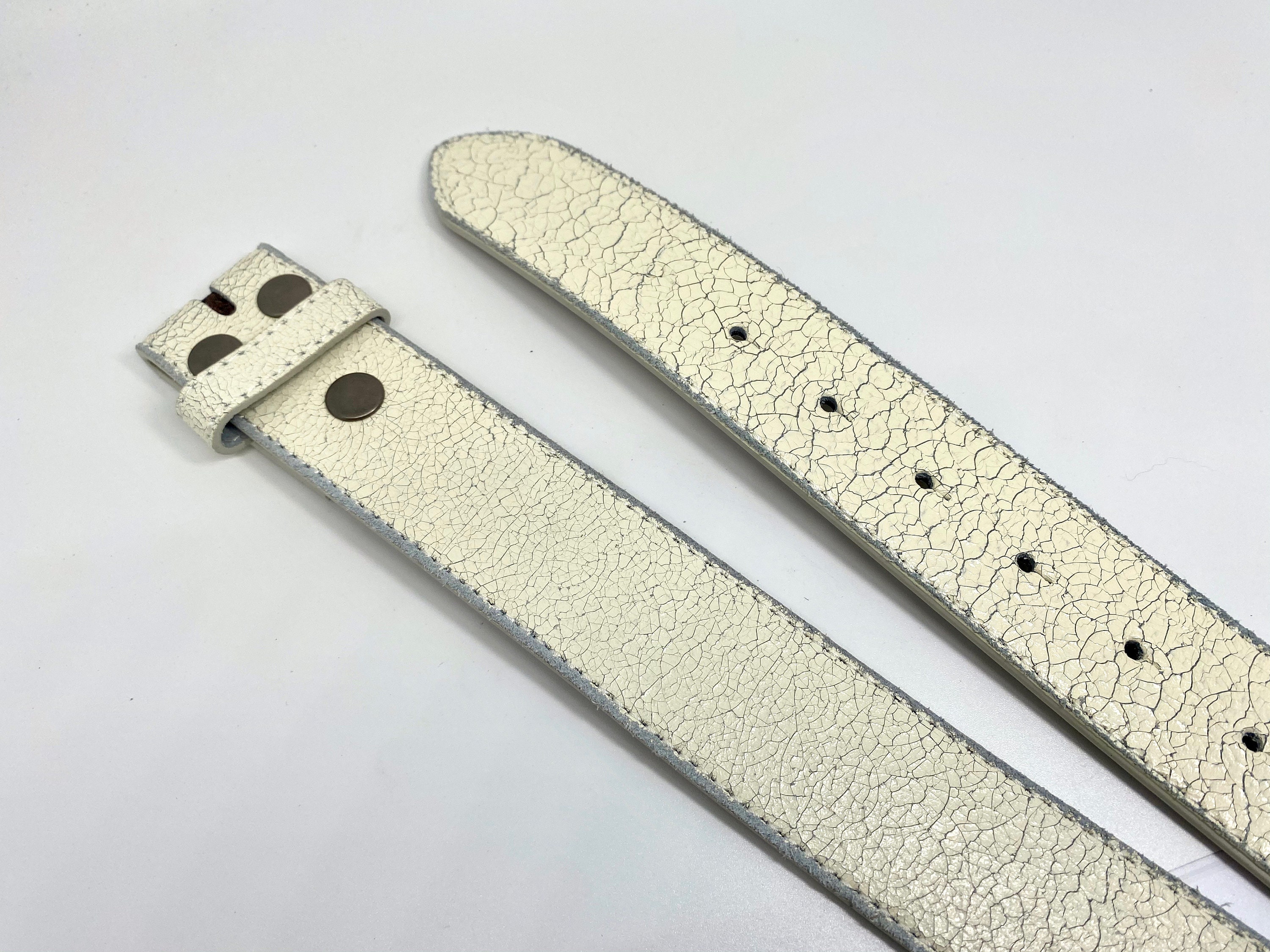 Distressed White Crackle Leather Belt Strap for Buckles - Etsy