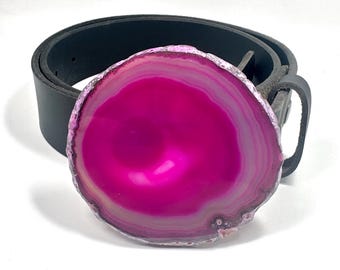 Klamra do paska z kwarcu w kolorze magenta agate