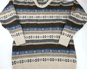 Gentleman Farmer Wool Sweater Large Fair Isle Nordic New Zealand