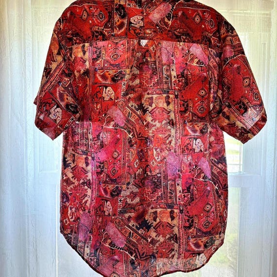 Whistles silk patchwork print button down blouse … - image 4