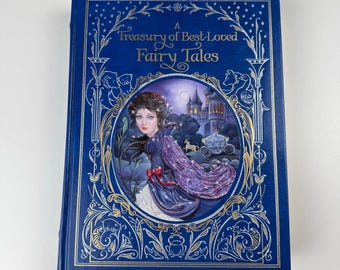 Tesoro de los cuentos de hadas más queridos Barnes & Noble tapa dura azul dorado ilustrado