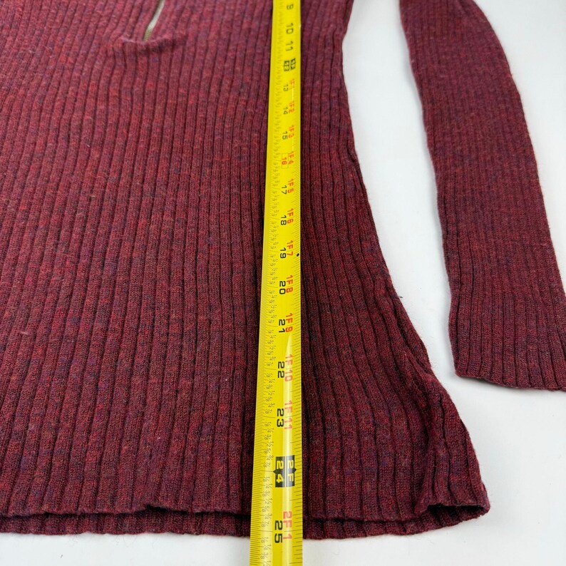 Y2K Free People burgundy hooded sweater women’s small wool blend zip neck image 8