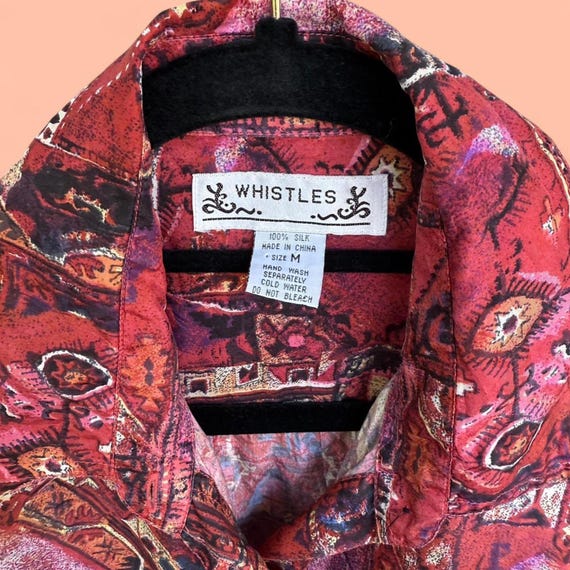 Whistles silk patchwork print button down blouse … - image 3