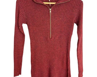 Y2K Free People bordeauxrode trui met capuchon dames kleine wolmix met rits