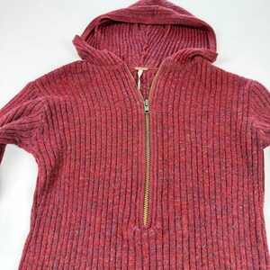 Y2K Free People burgundy hooded sweater women’s small wool blend zip neck image 4