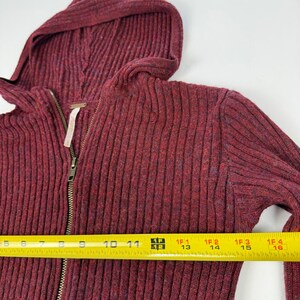 Y2K Free People burgundy hooded sweater women’s small wool blend zip neck image 7