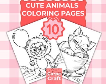 Cute Animals Coloring Pages, Cozy Coloring and Hygge Coloring, Download Printable PDF for Kids, Teens, Adults, Stress Relief, Easy Coloring