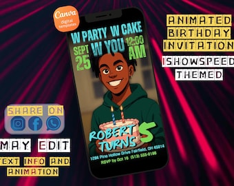 IShowSpeed Invito di compleanno: invito modificabile per una festa di gioco (download digitale)