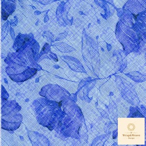 Blue Watercolor Floral Digital Paper: Seamless Fabric Pattern (JPG Digital Download)