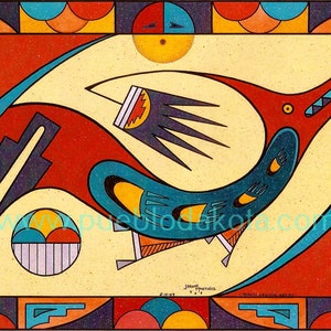 Avanyu Snake Art Print: Pueblo Pottery Design, Signed & Matted