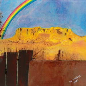 San Ildefonso Black Mesa, Black Mesa, Black Mesa Painting, Canvas painting of Black Mesa