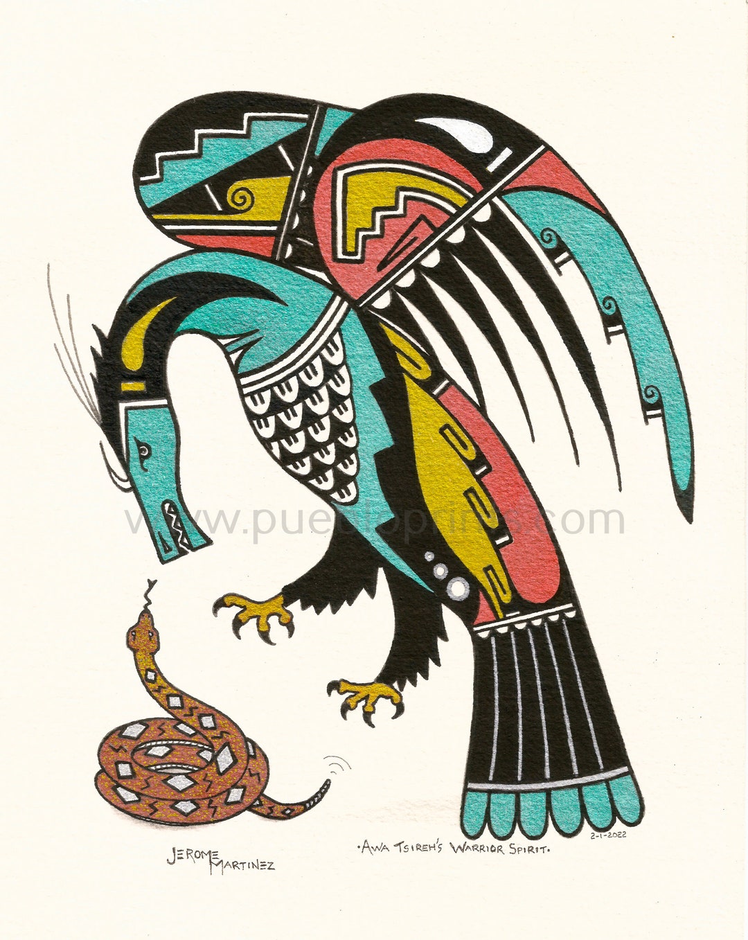 Indigenous Bird Design, Southwest Style Art, San Ildefonso Indigenous Bird Design, Southwest Style Art, San Ildefonso