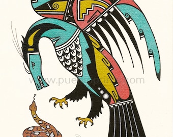 Indigenous Bird Design, Southwest Style Art, San Ildefonso Indigenous Bird Design, Southwest Style Art, San Ildefonso