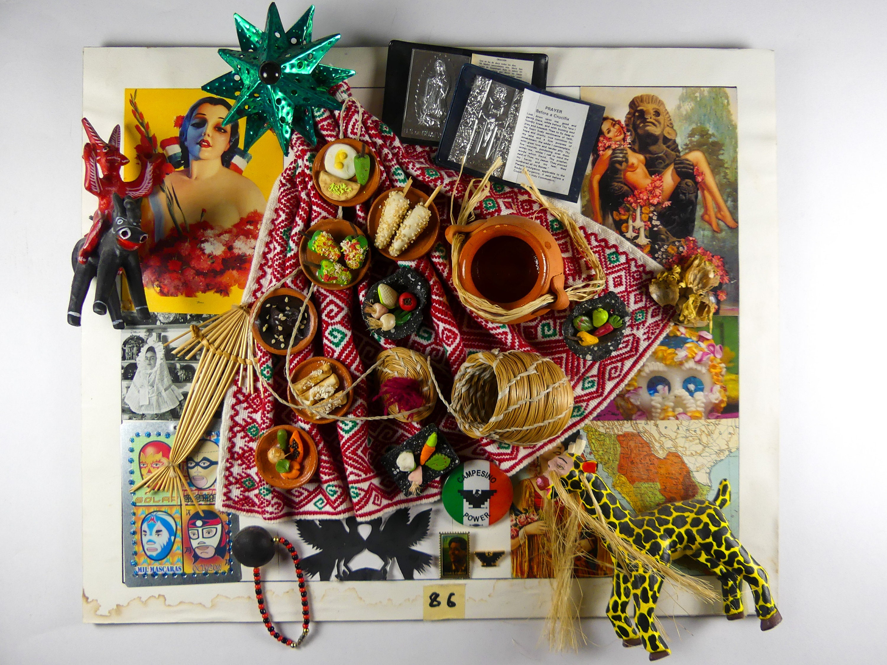 Mexican Folk Art Mixed Media Collage Etsy
