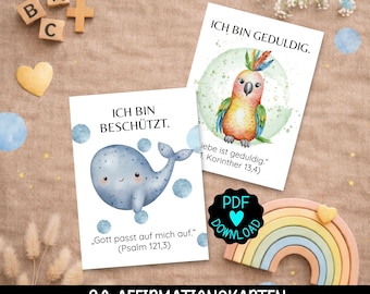 30 Christian affirmation cards for children to print | Bible verses with positive affirmations | Encouragement cards, lunch boxes & lunchboxes