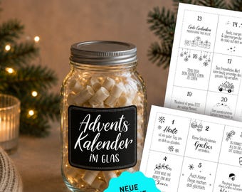 DIY Advent Calendar in a Jar with Printable Sayings | Positive Quotes | Encouragement & Mindfulness | PDF Print Template Download
