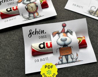 DIY Duplo Printable Template: Glad You're Here | New Year's Eve Table Decoration | Chocolate Bar Wrappers | Printable PDF Party Favor