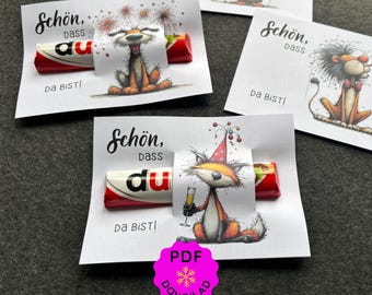 DIY Duplo Printable Template: Glad You're Here | New Year's Eve Table Decoration | Chocolate Bar Wrappers | Printable PDF Party Favor