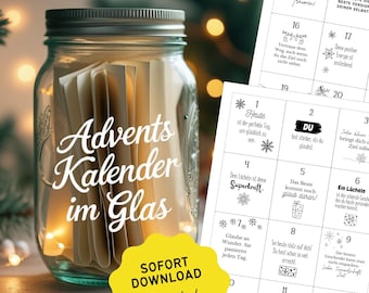 Calendario de Adviento DIY en un frasco | Frases positivas | Conciencia plena | Descarga instantánea en PDF