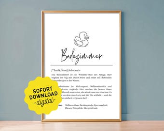 Bathroom Poster Definition | Bathroom Toilet Picture | Funny Bathroom Poster with Saying | Gift | Instant Download | PDF