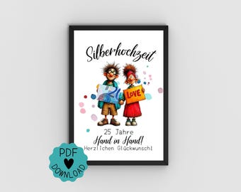 Pengapresent till silverbröllopsdag | 25-års bröllopsdag | Kreativ presentidé till silverbröllopsdag i en fotoram - Sista minuten