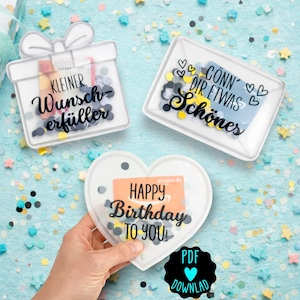 Tarjeta Shaker para cumpleaños | Empaque para dinero y certificados de regalo | Plantilla descargable para hacer bolsas de confeti | Concede deseos | Regalo de última hora en PDF