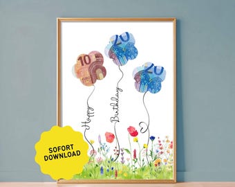 Birthday cash gift | Birthday gift wish fulfiller | Last-minute birthday gift | PDF | Instant download | Gift |