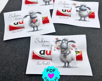 DIY Druckvorlage Duplo Schön, dass du da bist | Ostern Tischdeko | Banderolen Schokoriegel | PDF Druckdatei Gastgeschenk zum Ausdrucken