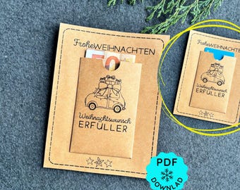 Printable Wish Granter Template | Money Gift Idea | Beautifully Packaged Money | Gift Card Holder | Christmas Gift Certificate | Printable PDF