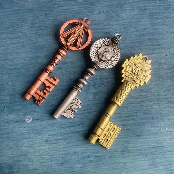 Llaves inspiradas en Ready Player One: réplicas de aleación coleccionables de cobre, jade y cristal. Regalo para jugadores. Accesorio de película.