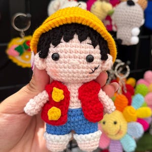 Luffy One Piece Crochet Handmade Keychain