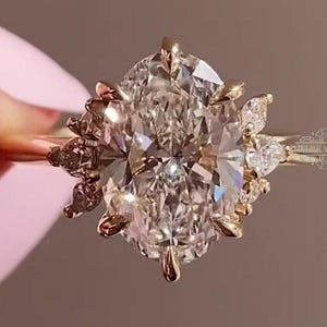 Unique 3 CT Oval Cut Diamond Moissanite Engagement Ring 10K 14K Yellow gold Vintage Wedding Ring Promise Anniversary Bridal Gift for Her