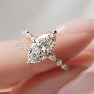 Unique 3 CT Marquise Cut Diamond Moissanite Engagement Ring 10K 14K Yellow gold Vintage Wedding Ring Promise Anniversary Bridal Gift for Her