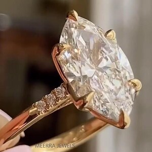 Unique 3 CT Marquise Cut Diamond Moissanite Engagement Ring 10K 14K Yellow gold Vintage Wedding Ring Promise Anniversary Bridal Gift for Her