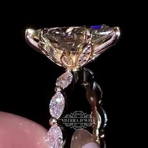 Unique 3 CT Marquise Cut Diamond Moissanite Engagement Ring 10K 14K Yellow gold Silver Wedding Ring Promise Anniversary Bridal Gift for Her