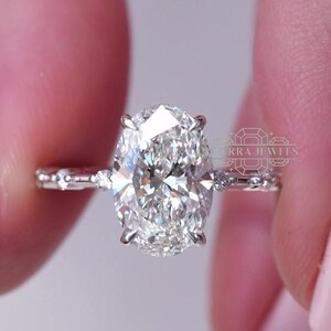 Unique 3 CT Oval Cut Diamond Moissanite Engagement Ring 10K 14K Yellow gold Vintage Wedding Ring Promise Anniversary Bridal Gift for Her