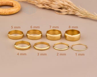 18K Gold Filled Dome Ring, Minimalist Stacking Band (2mm)
