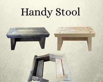 Handcrafted Wooden Stool – Walnut Stain or Natural – Optional Name Personalization