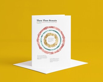 Christian Greetings Card – Faith, Hope & Love Bible Data Visualisation, These Three Remain