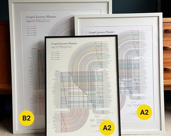 Gospel Journey Planner – B2 Contemporary Christian Wall Art, Bible Data Visualisation, Giclée Print