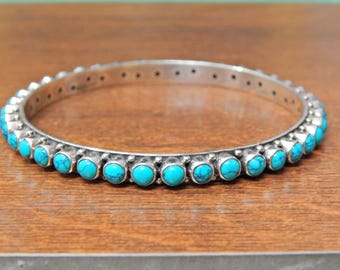 Handmade Turquoise Bangle: 925 Sterling Silver Gemstone Bangle