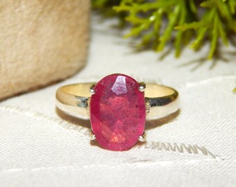 Dainty Ruby Ring - Sterling Silver Minimalist Jewelry - Wedding Rings - Gift For Her - July Birthstone